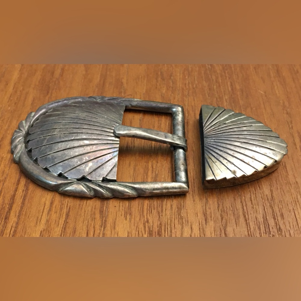 Vtg Andrew Alvarez Silversmith Belt Buckle. Artisan Sterling Silver. SIGNED
